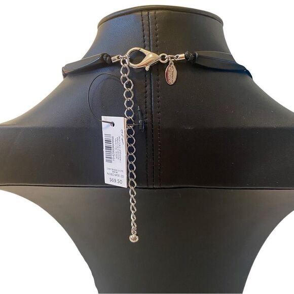 Chico’s Black and Clear Beaded Statement Necklace. - Picture 4 of 5